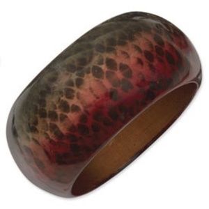 Vintage Laminated Red And Black Animal Print 40mm Bangle